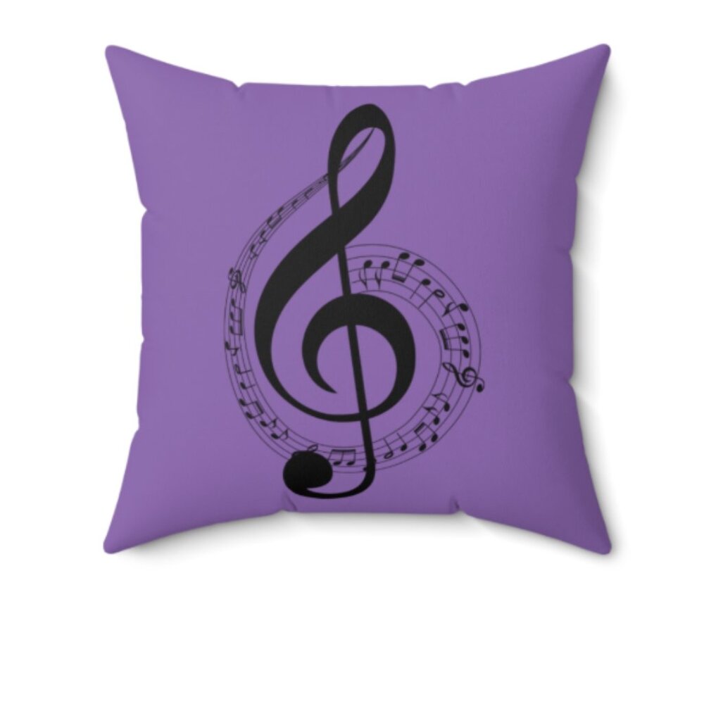 Brand New:  Musical Note Pillow | Purple Treble Clef Cushion 16" x 16"